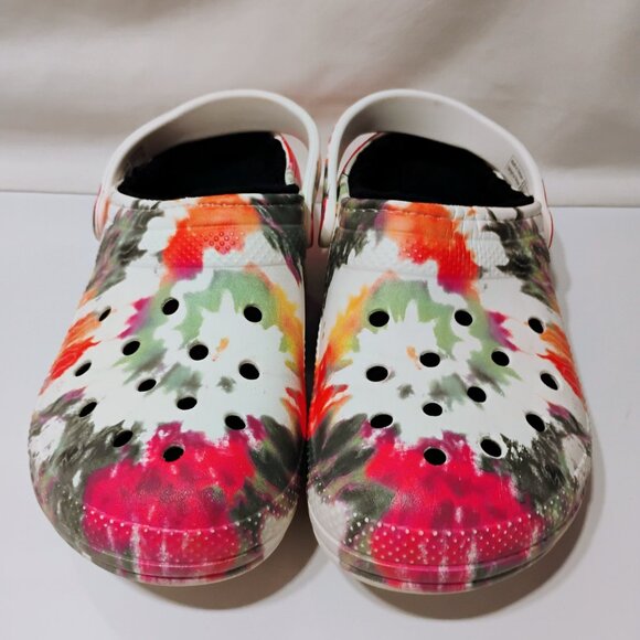 Crocs Lined Clogs Classic Tie Dye Paint Spill Spatter Fuzzy Unisex size W10/ M8 - Picture 4 of 11
